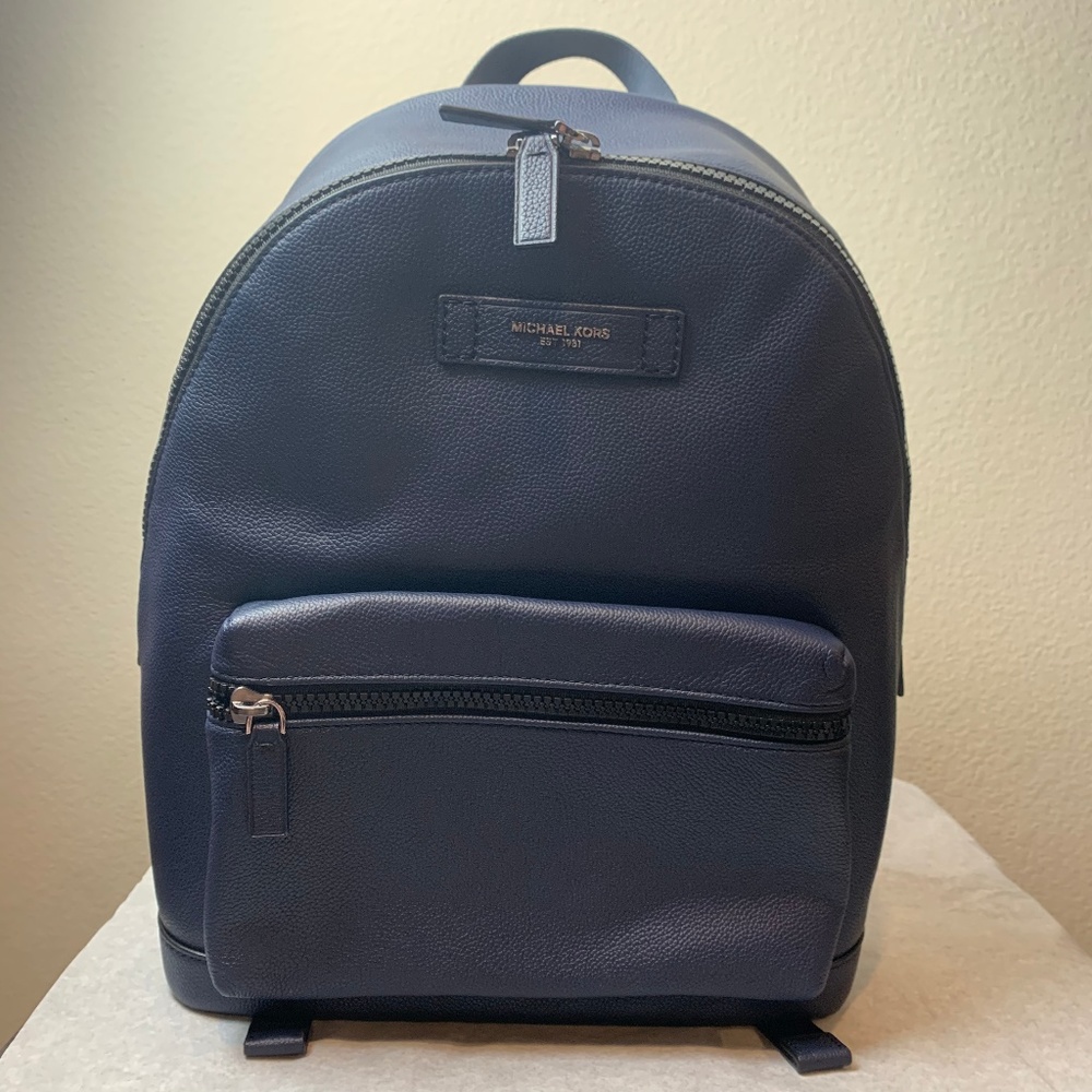 MK Leather Navy Cooper Backpack - Picture 1 of 6